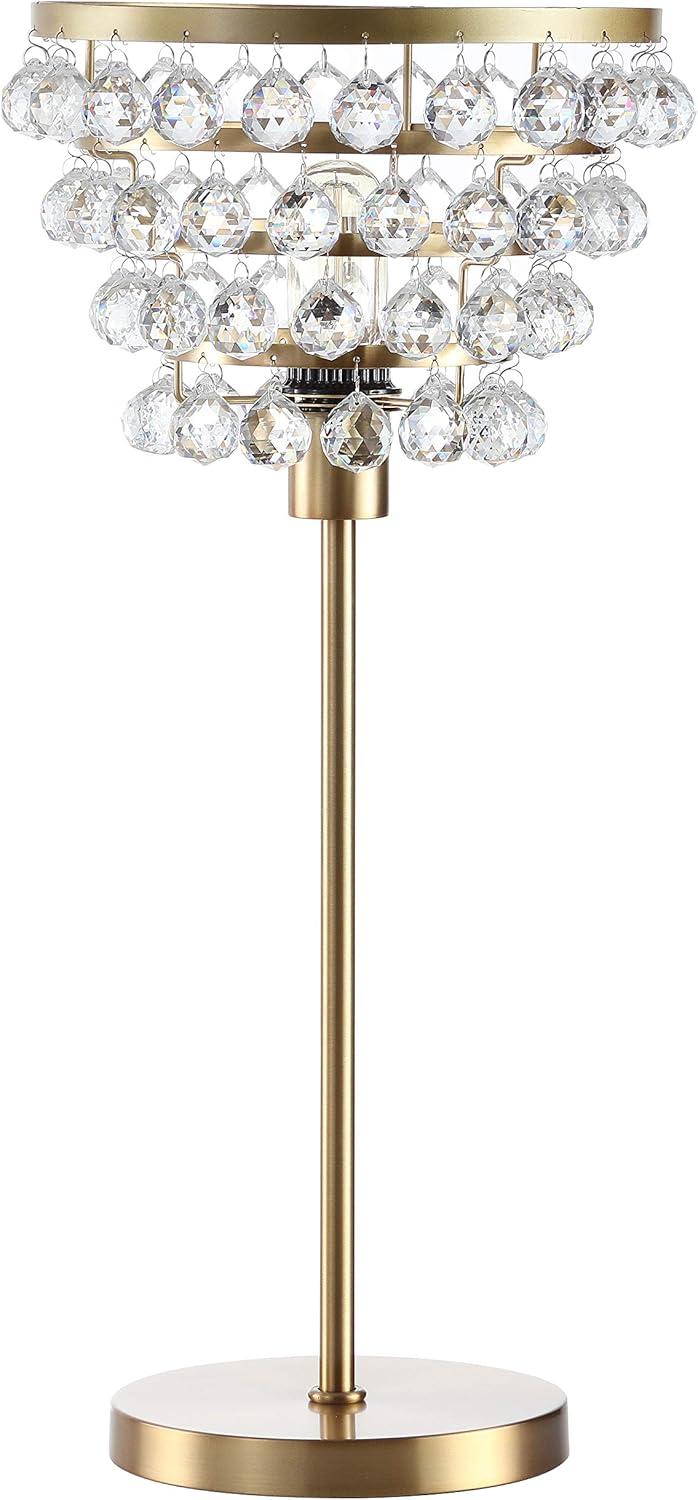 image:imageJONATHAN Y 25 Brass GoldClear Table Lamp Modern Industrial Chandelier Style Light Clear Crystal Beads Glam Bedside Nightstand Lamp for Bedroom Living Room LED Bulb Included JYL9004BBrass Gold