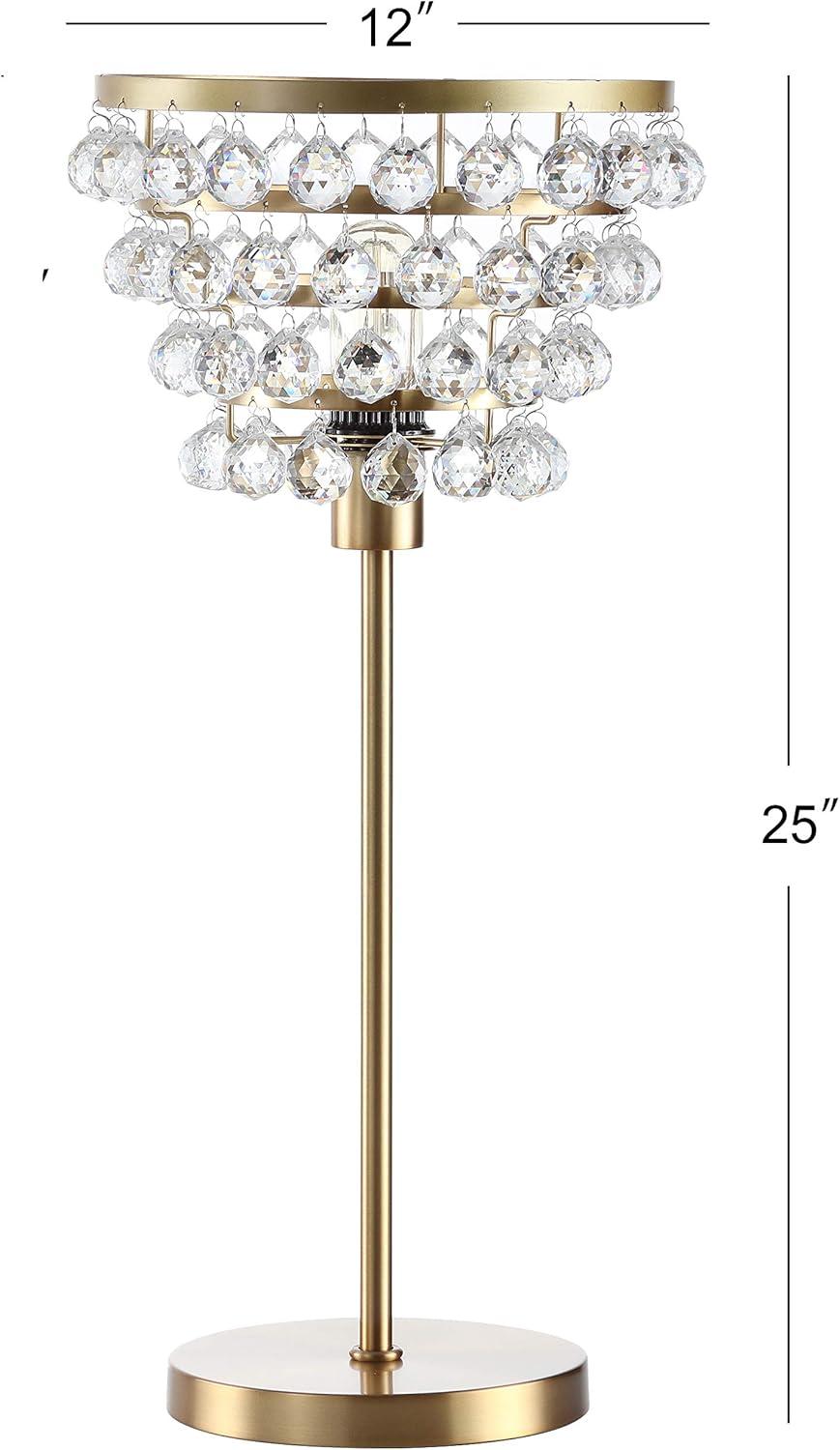 image:imageJONATHAN Y 25 Brass GoldClear Table Lamp Modern Industrial Chandelier Style Light Clear Crystal Beads Glam Bedside Nightstand Lamp for Bedroom Living Room LED Bulb Included JYL9004BBrass Gold