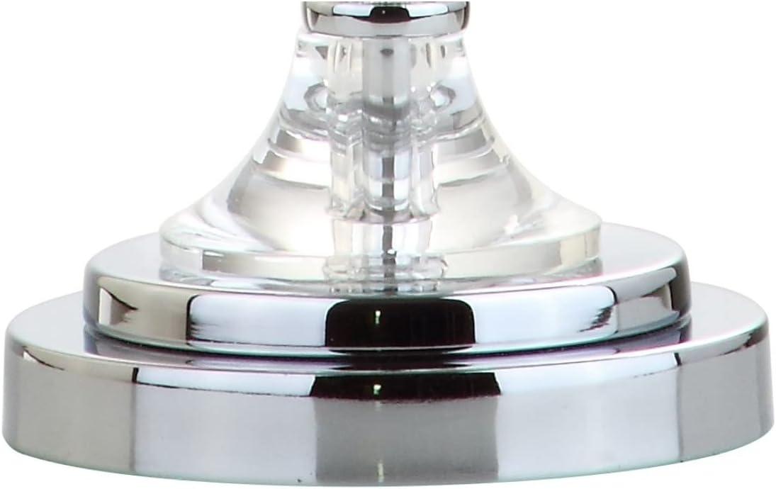 image:imageJONATHAN Y 25 Clear Crystal Table Lamp Glam Traditional Faceted Glass Bedside Lamp for Living Room Bedroom White Linen Shade Chrome Accents LED Bulb Included JYL2040A