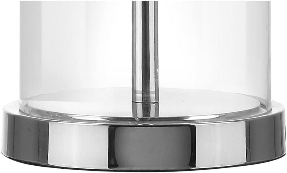 image:imageJONATHAN Y 25 Clear Glass and Chrome LED Table Lamp Modern Coastal Bedside Lamp with White Linen Drum Shade for Living Room Farmhouse Decor LED Bulb Included JYL1018A
