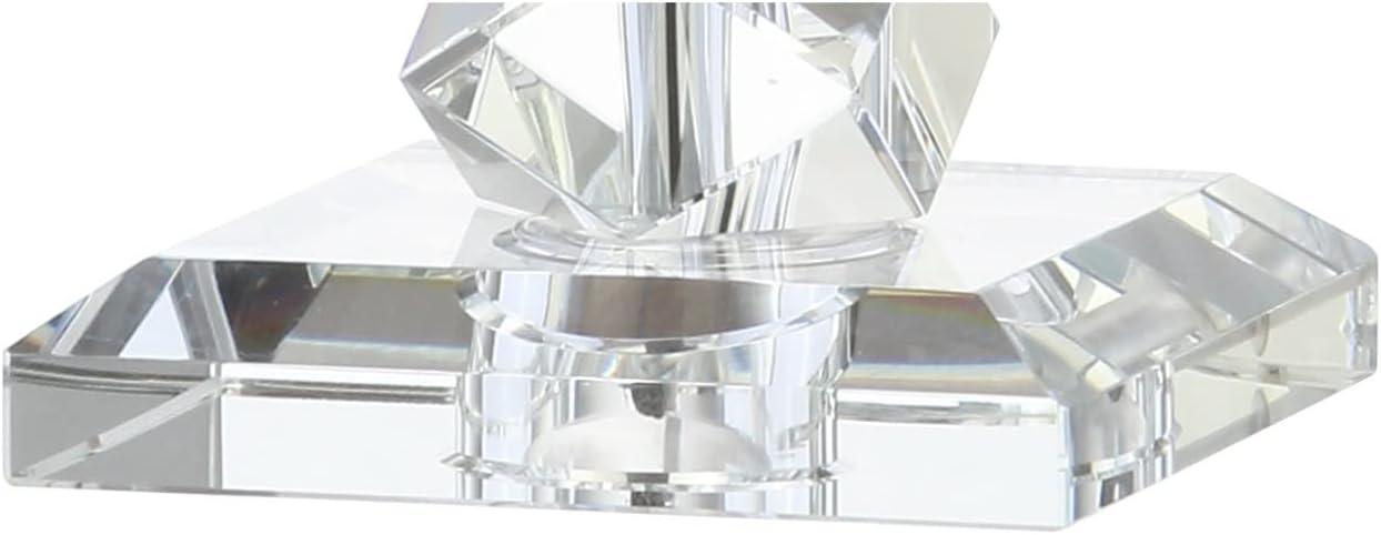 image:imageJONATHAN Y 255 Clear Faceted Crystal Table Lamp Modern Glam Chrome Bedside Lamp with White Linen Drum Shade for Living Room Bedroom UL Listed LED Bulb Included JYL2013A