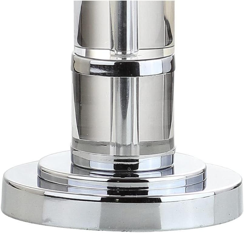 image:imageJONATHAN Y 26 Clear Crystal and Chrome LED Table Lamp Modern Glam Pillar Bedside Lamp with White Linen Drum Shade for Living Room Bedroom LED Bulb Included JYL2053A
