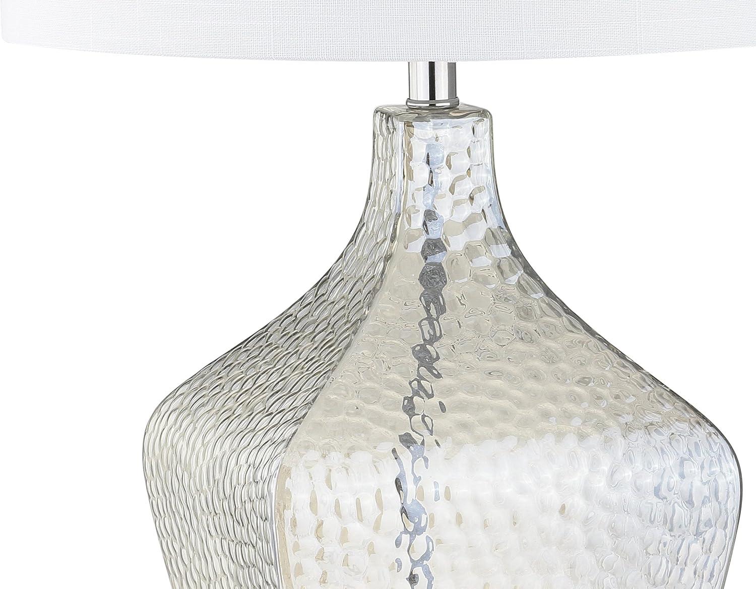 image:imageJONATHAN Y 26 Clear Glass Demijohn Table Lamp Modern Transitional Bedside Nightstand Lamp for Living Room Bedroom White Linen Drum Shade UL Listed LED Bulb Included JYL5024A