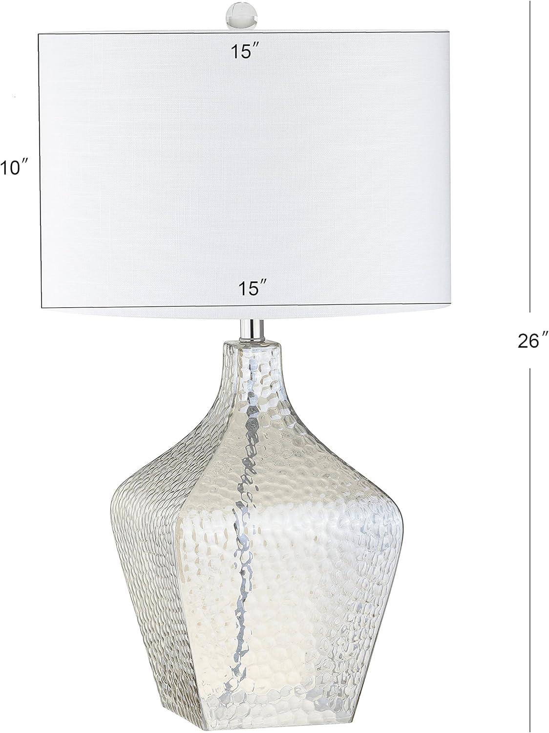 image:imageJONATHAN Y 26 Clear Glass Demijohn Table Lamp Modern Transitional Bedside Nightstand Lamp for Living Room Bedroom White Linen Drum Shade UL Listed LED Bulb Included JYL5024A