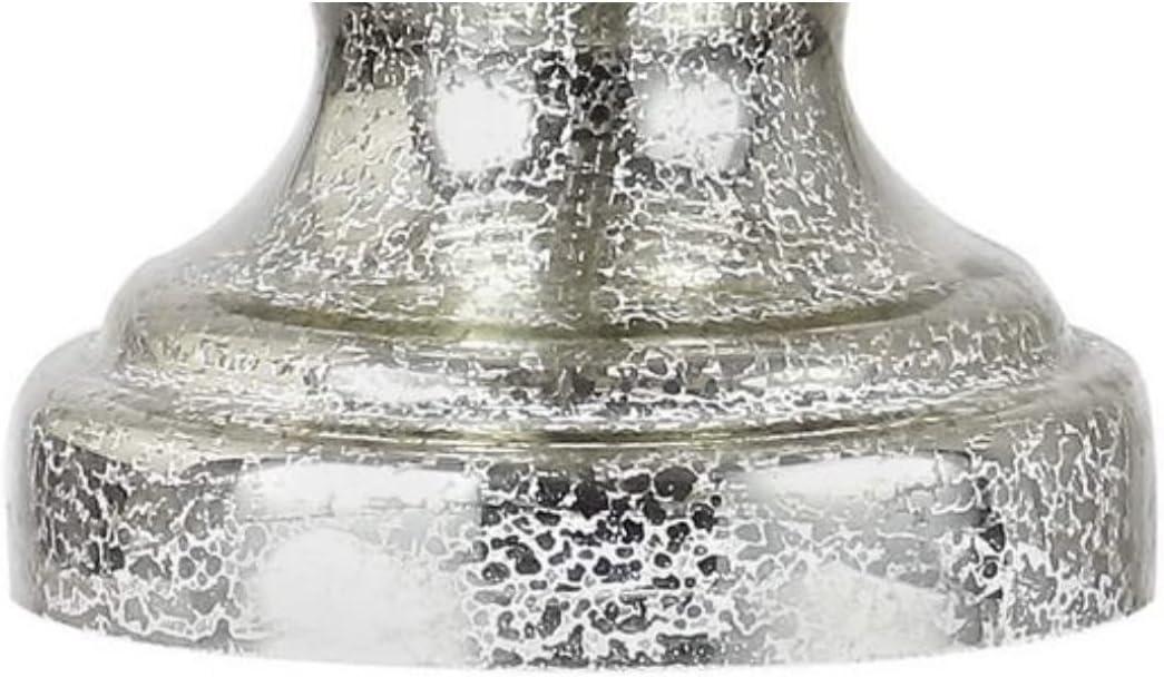 image:imageJONATHAN Y 265 Mercury Silver Glass Table Lamp for Living Room Bedroom Traditional Urn Bedside Lamp with White Linen Empire Shade UL Listed LED Bulb Included JYL2002A