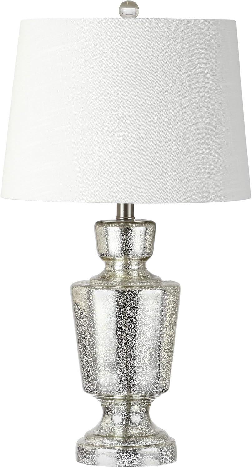 image:imageJONATHAN Y 265 Mercury Silver Glass Table Lamp for Living Room Bedroom Traditional Urn Bedside Lamp with White Linen Empire Shade UL Listed LED Bulb Included JYL2002A