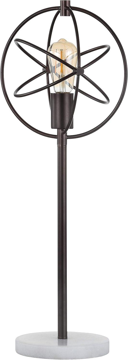 image:imageJONATHAN Y 265 Oil Rubbed Bronze Atomic Caged LED Table Lamp Industrial Modern Metal Desk Lamp with White Marble Base for Living Room Bedroom LED Bulb Included JYL1091A