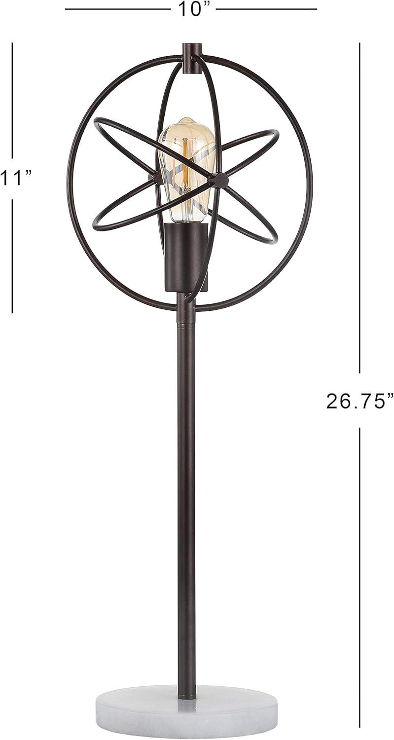 image:imageJONATHAN Y 265 Oil Rubbed Bronze Atomic Caged LED Table Lamp Industrial Modern Metal Desk Lamp with White Marble Base for Living Room Bedroom LED Bulb Included JYL1091A