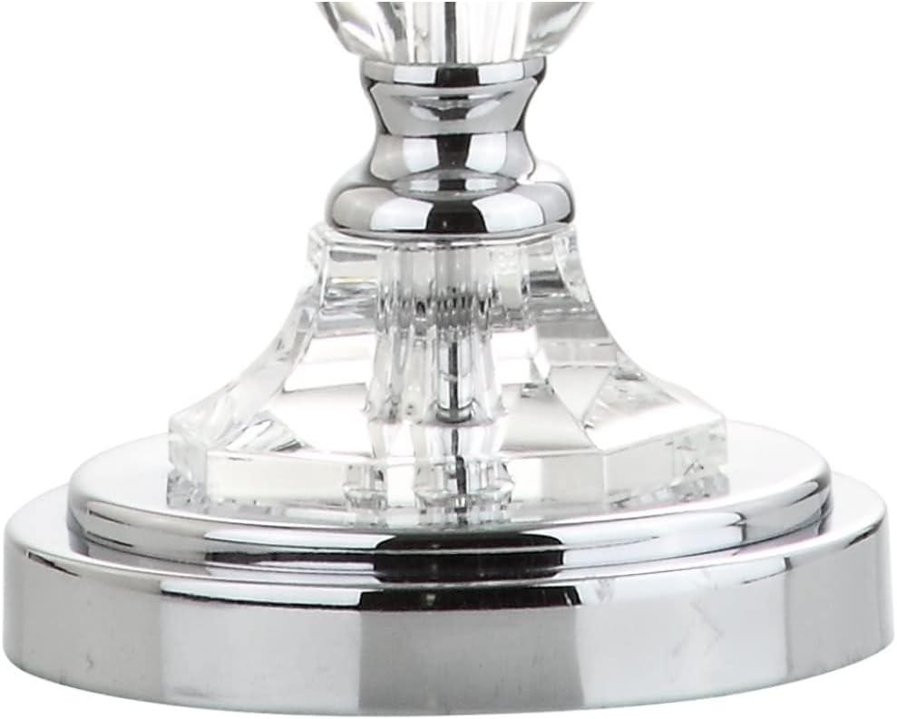 image:imageJONATHAN Y 27 Clear Crystal LED Table Lamp Traditional French Country Chrome Nightstand Lamp with White Linen Drum Shade for Living Room LED Bulb Included JYL2039A