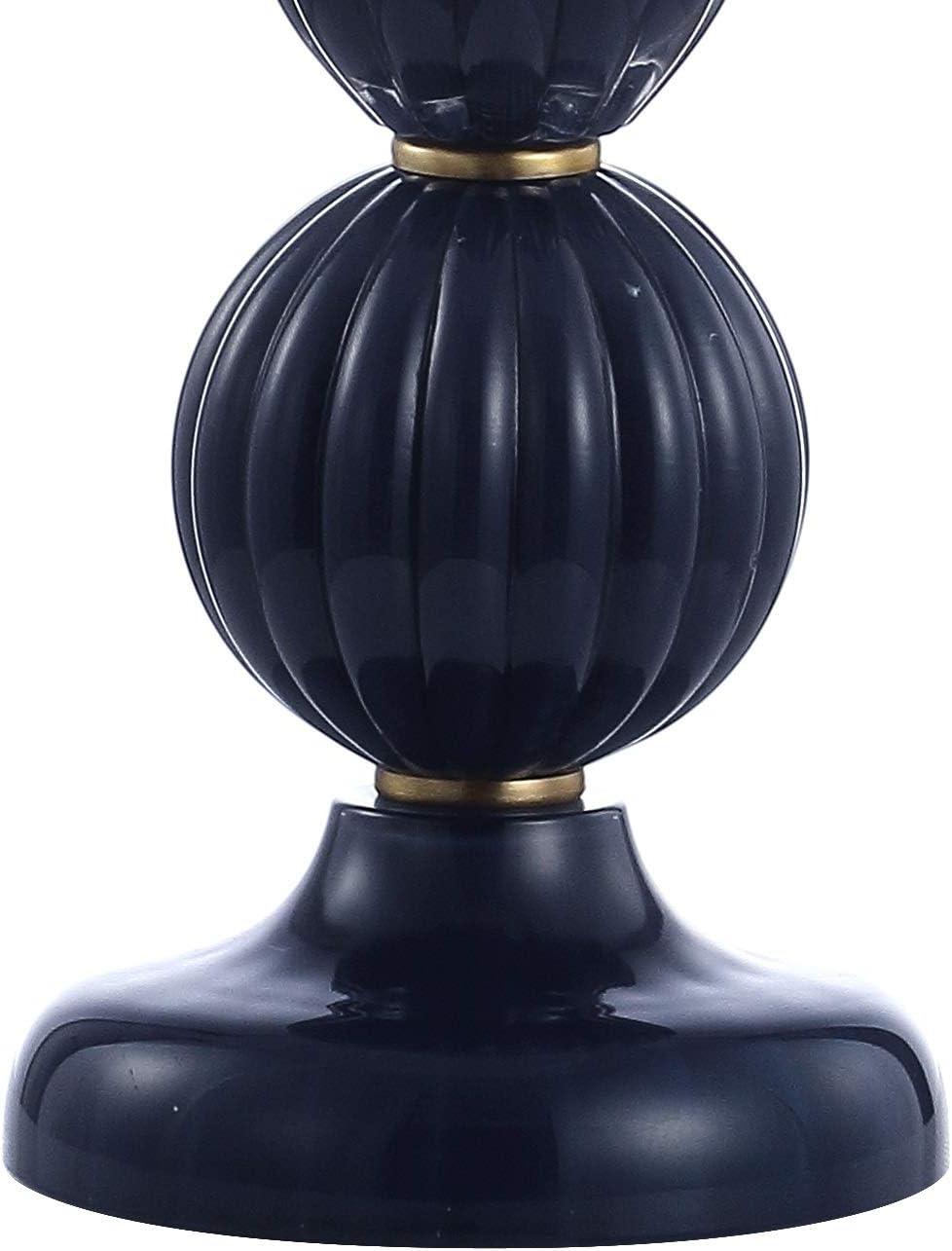 image:imageJONATHAN Y 28 Navy Modern Glass Table Lamp for Bedroom Living Room Decor White Faux Silk Shade Fluted Gourd Glam Design Brass Accents LED Bulb Included JYL2072BNavy