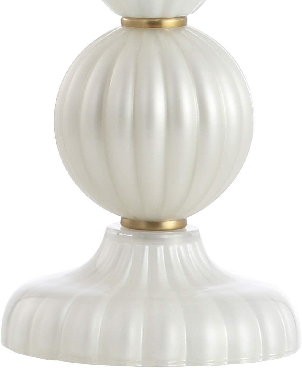 image:imageJONATHAN Y 28 Navy Modern Glass Table Lamp for Bedroom Living Room Decor White Faux Silk Shade Fluted Gourd Glam Design Brass Accents LED Bulb Included JYL2072BWhite Pearl