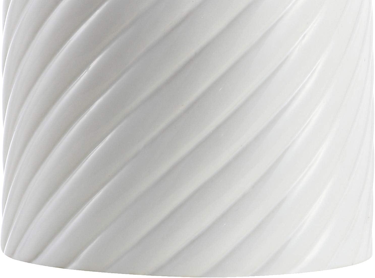 image:imageJONATHAN Y 285 White Ceramic Serge Swirl Table Lamp Bohemian Glam Bedside Lamp for Living Room Bedroom White Linen Empire Shade UL Listed LED Bulb Included JYL6616A