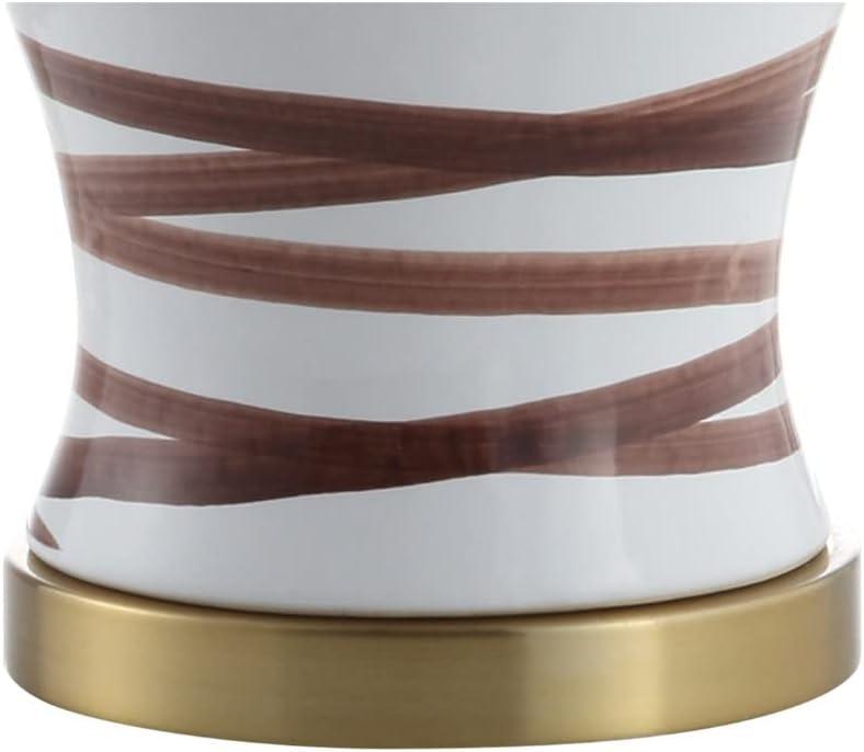 image:imageJONATHAN Y 29 BrownWhite Ceramic Table Lamp for Living Room Bedroom Office Modern Coastal Bedside Lamp with White Linen Shade Traditional Nightstand Lamp LED Bulb JYL3016BBrownWhite