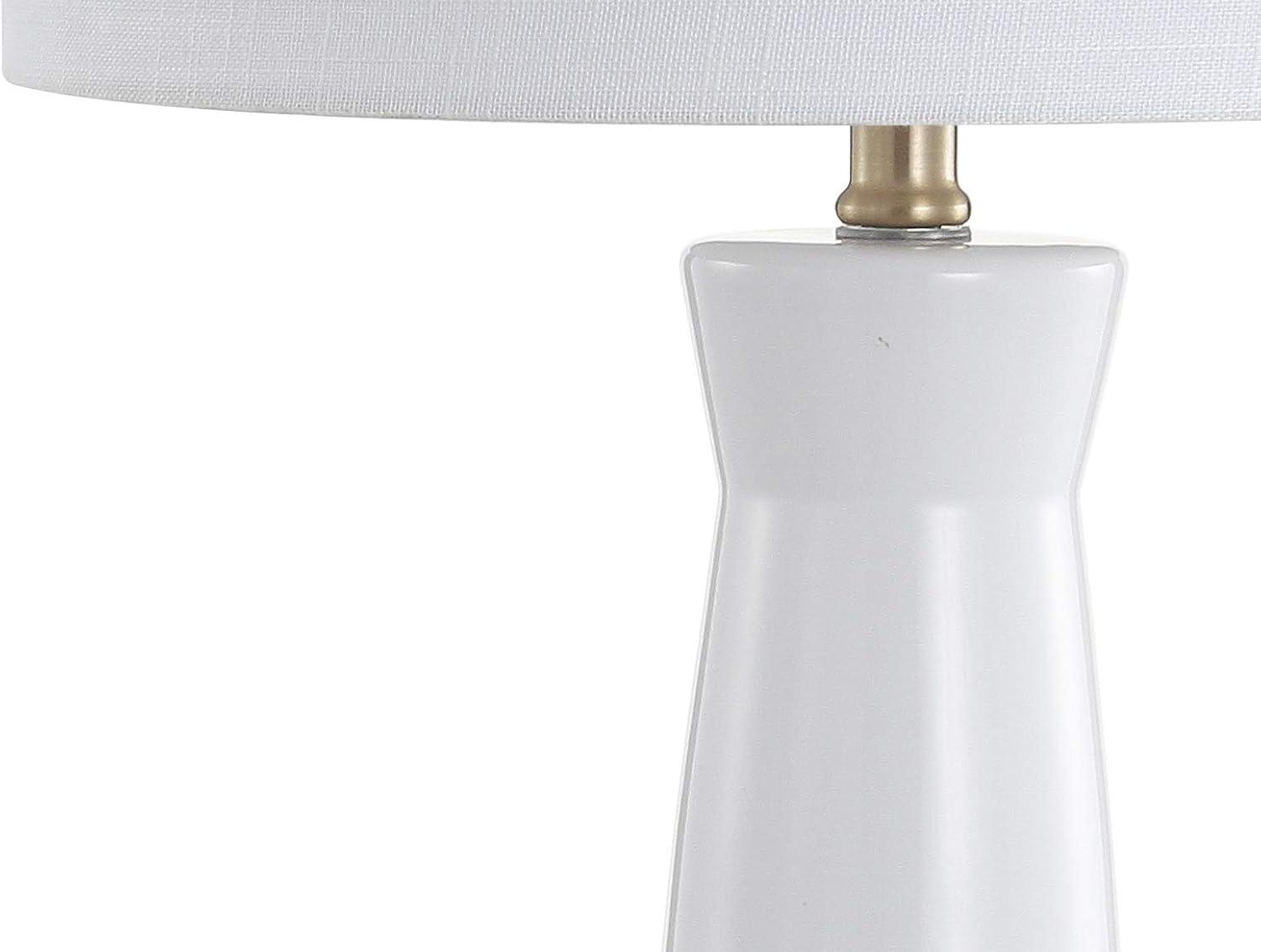 image:imageJONATHAN Y 29 WhiteBrass Gold Modern Ceramic Column Table Lamp with Brass Gold Base Elegant Bedside Lamp for Living Room Bedroom Nightstand White Linen Shade LED Bulb Included JYL3046BWhiteBrass Gold