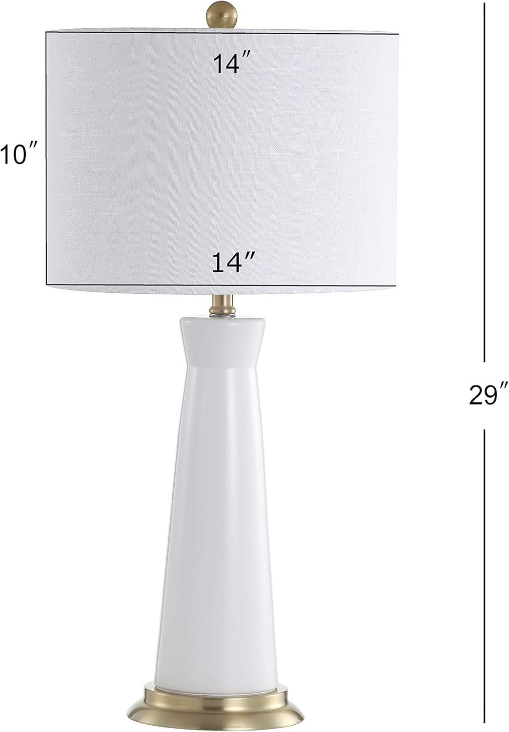 image:imageJONATHAN Y 29 WhiteBrass Gold Modern Ceramic Column Table Lamp with Brass Gold Base Elegant Bedside Lamp for Living Room Bedroom Nightstand White Linen Shade LED Bulb Included JYL3046BWhiteBrass Gold