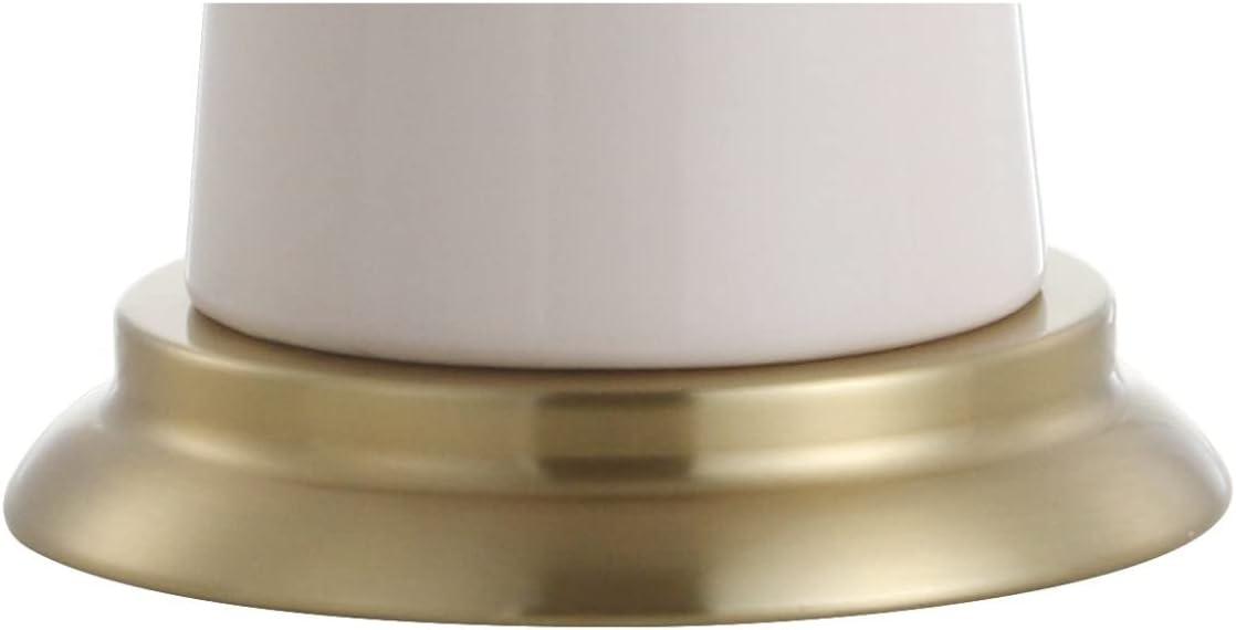 image:imageJONATHAN Y 29 WhiteBrass Gold Modern Ceramic Column Table Lamp with Brass Gold Base Elegant Bedside Lamp for Living Room Bedroom Nightstand White Linen Shade LED Bulb Included JYL3046BCream