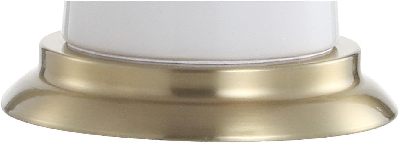 image:imageJONATHAN Y 29 WhiteBrass Gold Modern Ceramic Column Table Lamp with Brass Gold Base Elegant Bedside Lamp for Living Room Bedroom Nightstand White Linen Shade LED Bulb Included JYL3046BWhiteBrass Gold