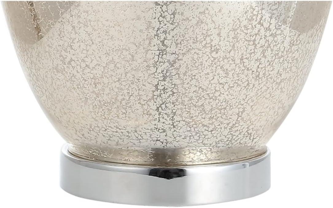 image:imageJONATHAN Y 31 Mercury Silver Glass Table Lamp Modern Glam Urn Bedside Lamp for Living Room Bedroom White Linen Drum Shade Chrome Finish LED Bulb Included JYL1014A