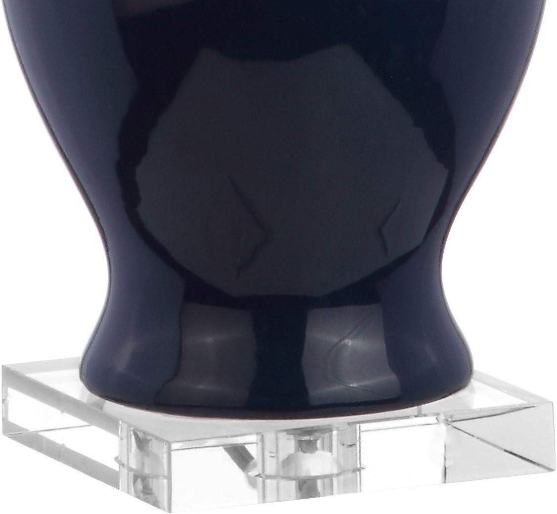 image:imageJONATHAN Y 31 Navy Blue Ceramic and Crystal Table Lamp Contemporary Slender Vase Bedside Lamp for Living Room White Linen Drum Shade UL Listed LED Bulb Included JYL8017A