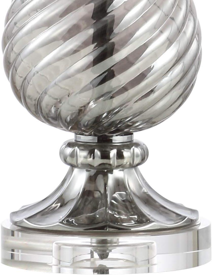 image:imageJONATHAN Y 32 Gray Murano Style Swirled Glass Table Lamp Glam Transitional Crystal Bedside Lamp with White Faux Silk Drum Shade for Living Room LED Bulb Included JYL2063A