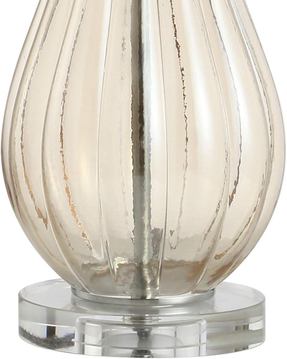 image:imageJONATHAN Y 3275 Champagne Glass Table Lamp Traditional Teardrop Crystal Bedside Lamp with White Faux Silk Drum Shade for Living Room UL Listed LED Bulb Included JYL2070A