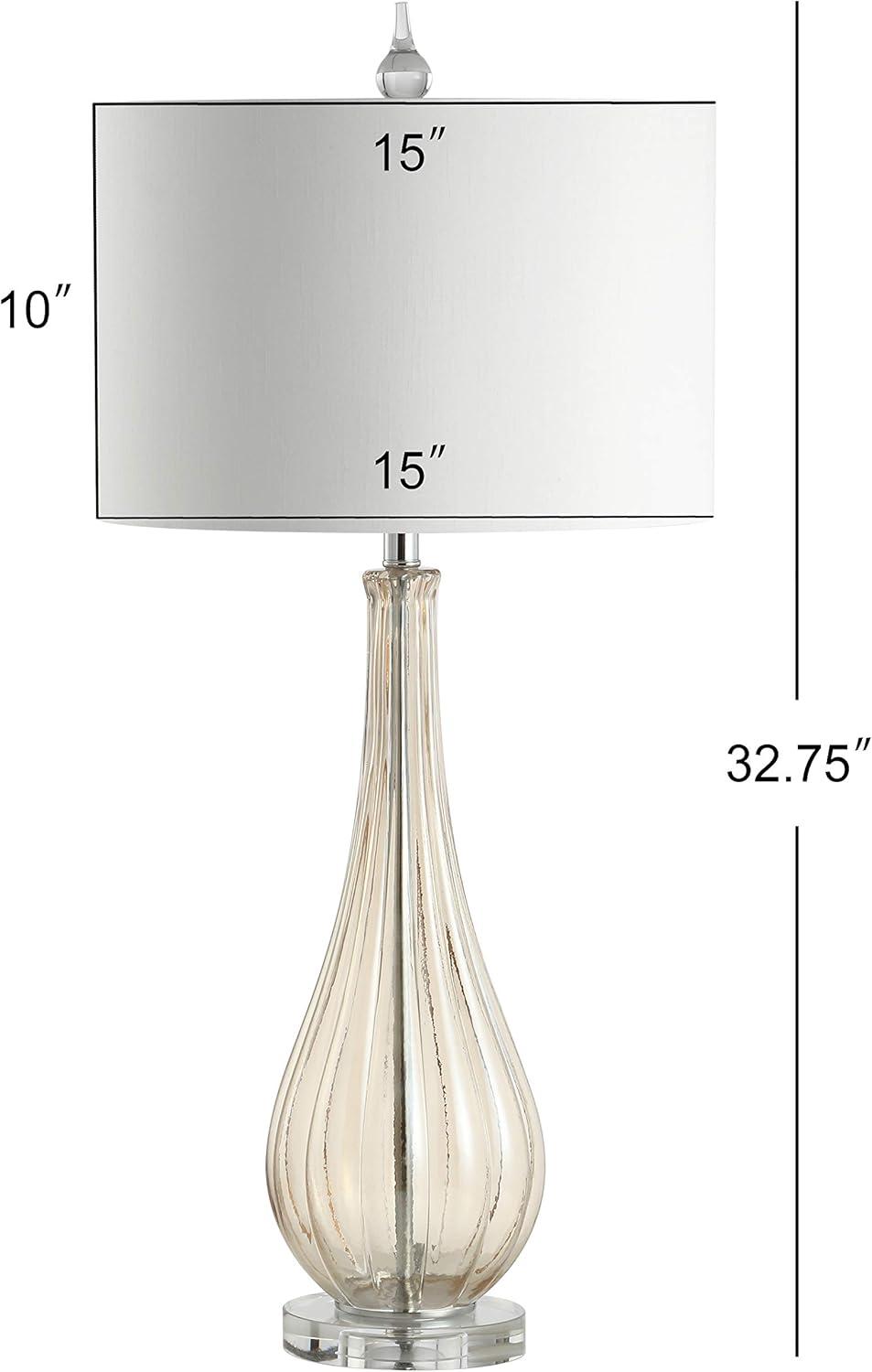 image:imageJONATHAN Y 3275 Champagne Glass Table Lamp Traditional Teardrop Crystal Bedside Lamp with White Faux Silk Drum Shade for Living Room UL Listed LED Bulb Included JYL2070A