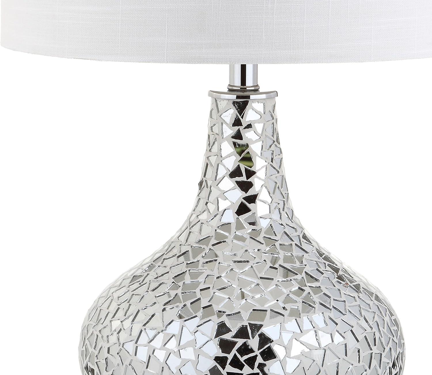 image:imageJONATHAN Y JYL1056A Emilia 26 Mirrored Mosaic LED Table Lamp Contemporary Glam Bedside Desk Nightstand Lamp for Bedroom Living Room Office College Bookcase LED Bulb Included Silver