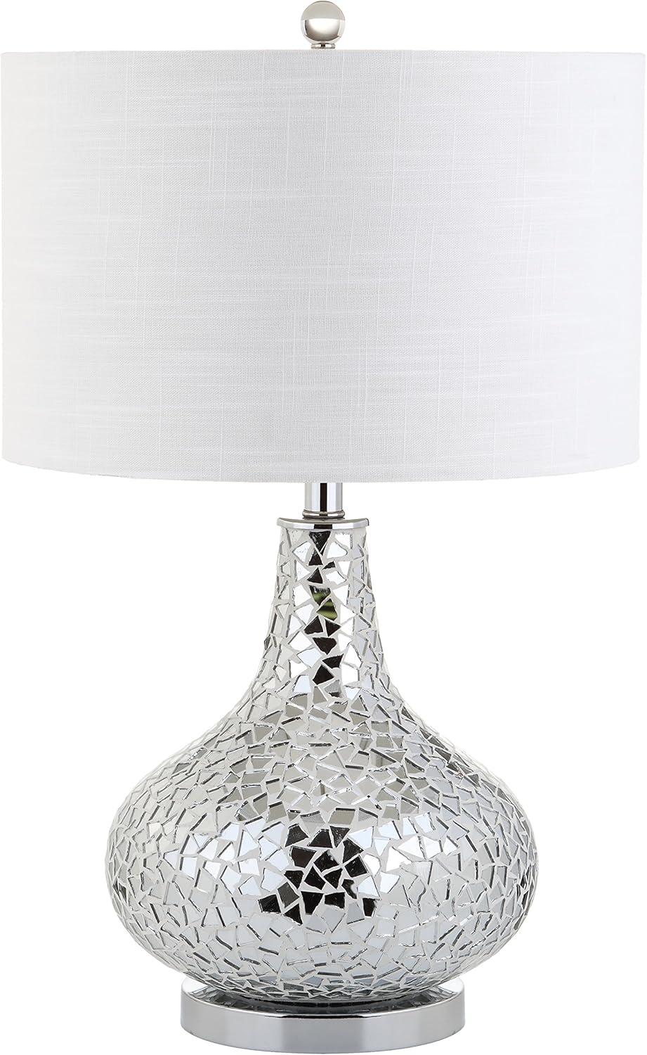 image:imageJONATHAN Y JYL1056A Emilia 26 Mirrored Mosaic LED Table Lamp Contemporary Glam Bedside Desk Nightstand Lamp for Bedroom Living Room Office College Bookcase LED Bulb Included Silver