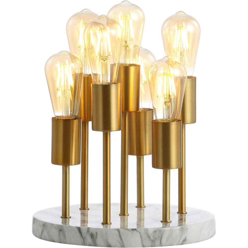 image:imageJONATHAN Y 135 Brass Gold 7Light Modern Metal and Resin Accent Lamp MidCentury Cluster Table Lamp with Marble Base for Living Room Bedroom LED Bulbs Included JYL1060A