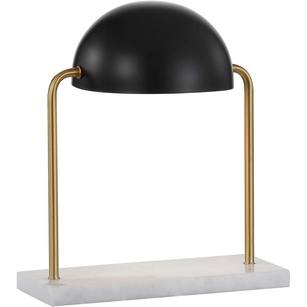image:imageJONATHAN Y 135 Brass Gold and Black Art Deco Dome Table Lamp with White Marble Base Modern Glam Desk Lamp for Living Room Office Bedroom Metal Shade LED Bulb Included JYL1044A