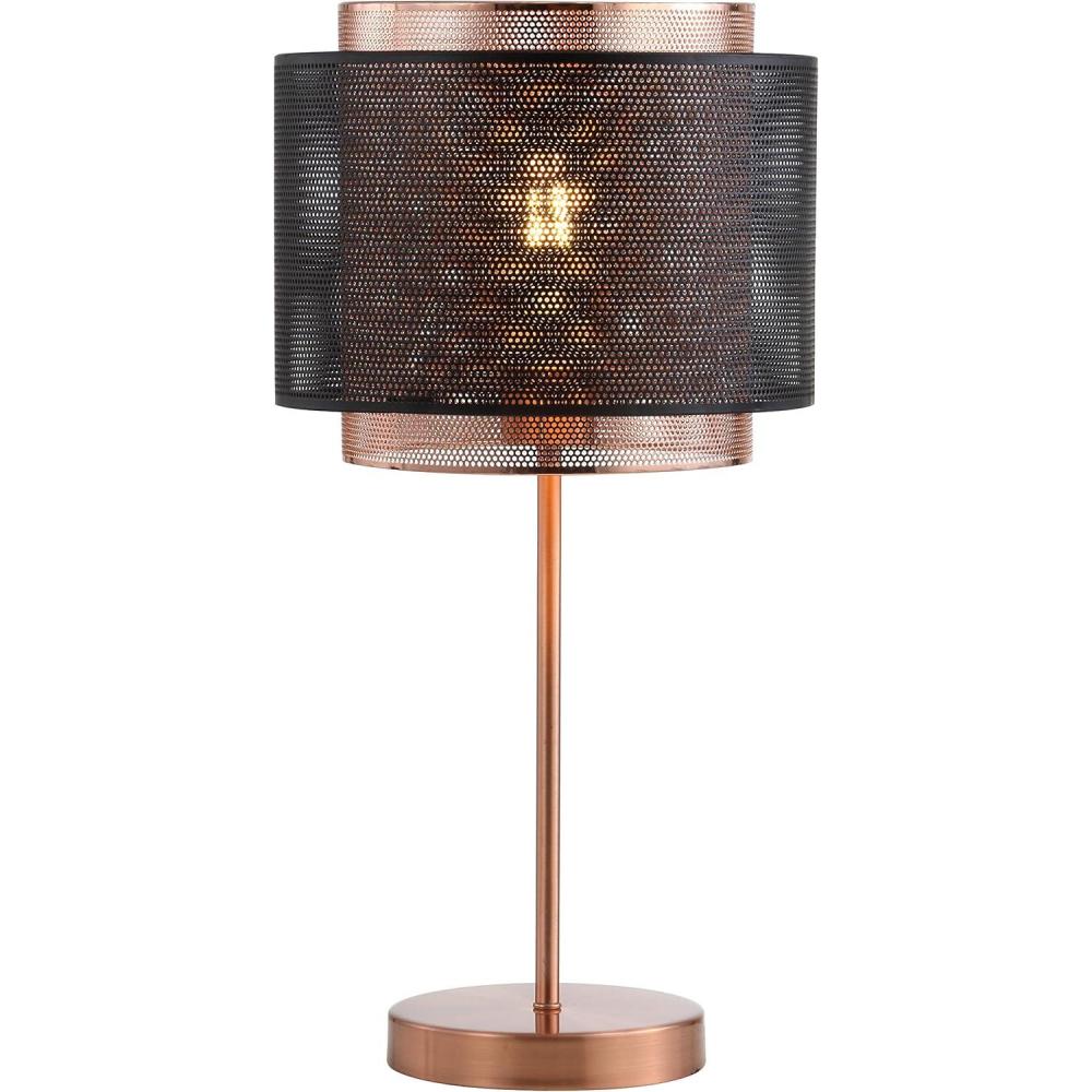 image:imageJONATHAN Y 197 Copper and Black Metal Table Lamp Modern Industrial Double Mesh Drum Shade Desk Lamp for Bedroom Living Room Office UL Listed LED Bulb Included JYL6106A