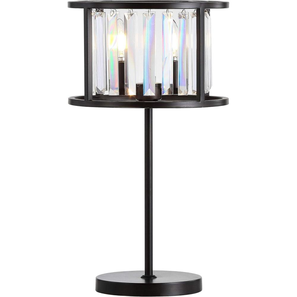 image:imageJONATHAN Y 215 Oil Rubbed Bronze 2Light Metal and Crystal Table Lamp Traditional Geometric Bedside Lamp with Linear Crystals for Living Room LED Bulbs Included JYL9053A