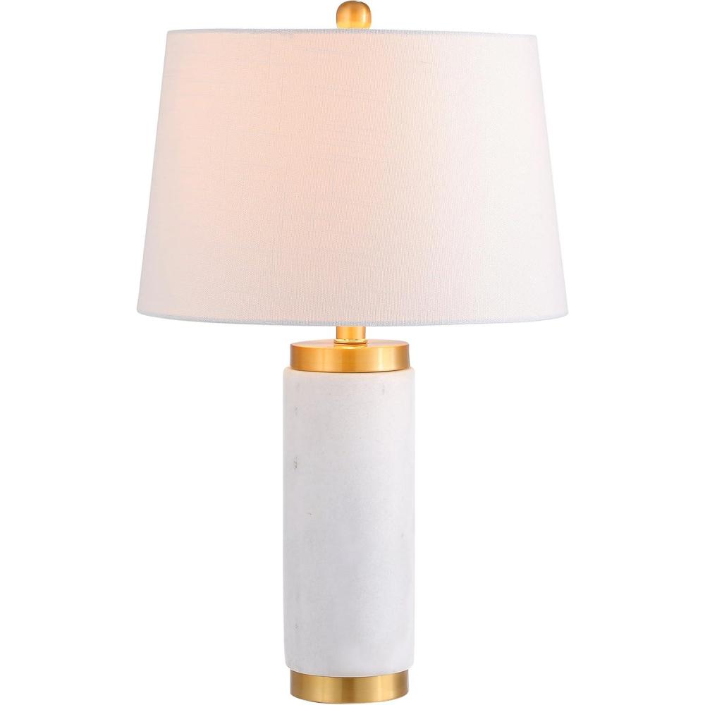 image:imageJONATHAN Y 23 WhiteBrass Gold Marble LED Table Lamp Contemporary Modern Glam Column Lamp with White Linen Drum Shade for Living Room Bedroom LED Bulb Included UL Listed JYL5022A