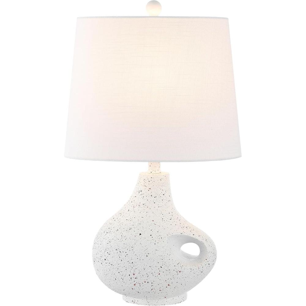 image:imageJONATHAN Y 24 White Terrazzo Resin Gourd LED Table Lamp Minimalist Modern Coastal Bedside Lamp with White Linen Oval Shade for Living Room LED Bulb Included JYL4059A