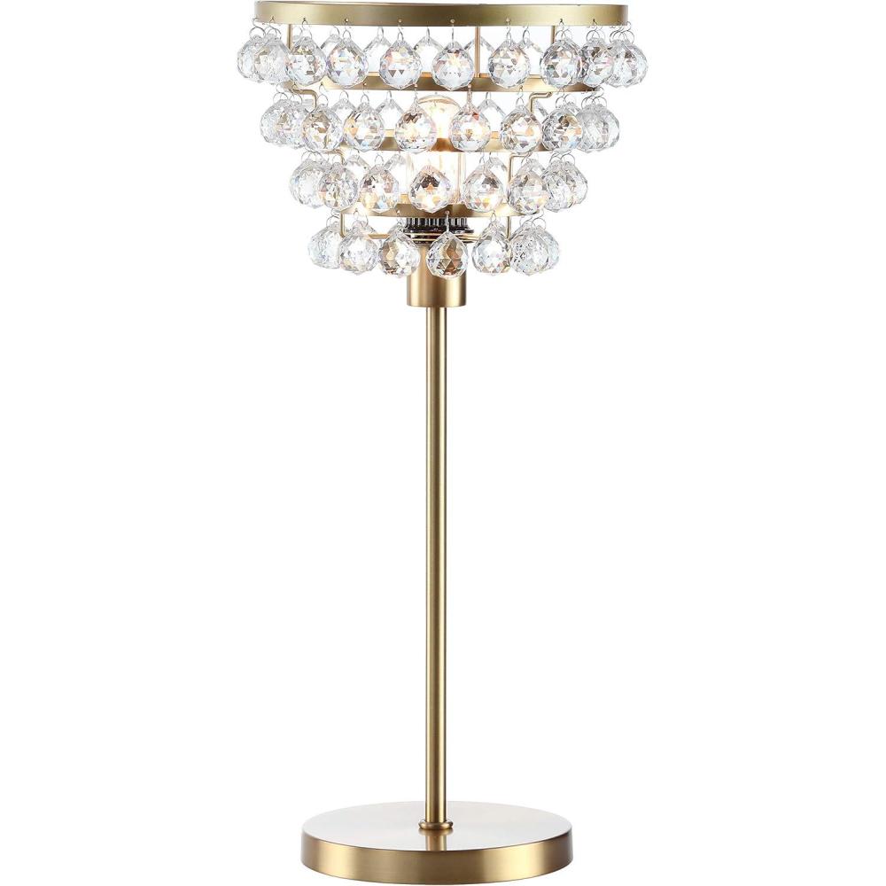 image:imageJONATHAN Y 25 Brass GoldClear Table Lamp Modern Industrial Chandelier Style Light Clear Crystal Beads Glam Bedside Nightstand Lamp for Bedroom Living Room LED Bulb Included JYL9004BBrass Gold