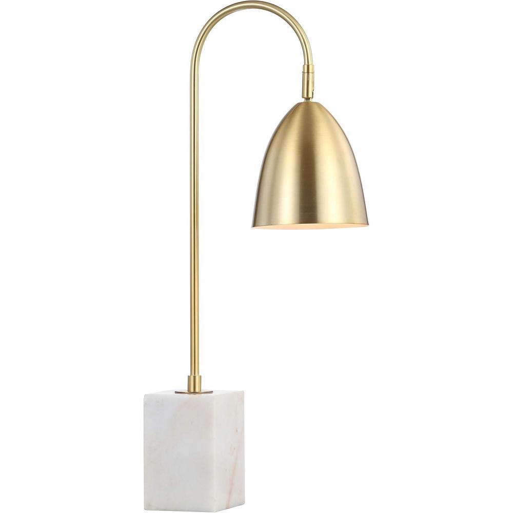 image:imageJONATHAN Y 26 Brass Gold Arched Metal Table Lamp with White Marble Base Modern Glam Desk Lamp for Living Room Bedroom or Home Office LED Bulb Included JYL1092A