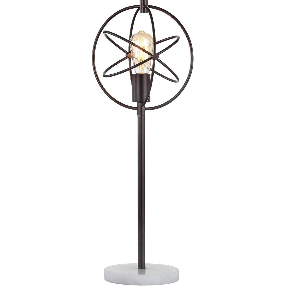 image:imageJONATHAN Y 265 Oil Rubbed Bronze Atomic Caged LED Table Lamp Industrial Modern Metal Desk Lamp with White Marble Base for Living Room Bedroom LED Bulb Included JYL1091A