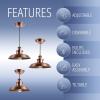 JONATHAN Y 11″ Copper Industrial Rustic LED Pendant Light, Adjustable Iron Hanging Ceiling Fixture for Kitchen Island, Dimmable, Copper Metal Shade, LED Bulb Included JYL9529A(Copper)
