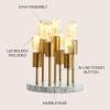 JONATHAN Y 13.5″ Brass Gold 7-Light Modern Metal and Resin Accent Lamp, Mid-Century Cluster Table Lamp with Marble Base for Living Room, Bedroom, LED Bulbs Included JYL1060A