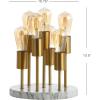 JONATHAN Y 13.5″ Brass Gold 7-Light Modern Metal and Resin Accent Lamp, Mid-Century Cluster Table Lamp with Marble Base for Living Room, Bedroom, LED Bulbs Included JYL1060A