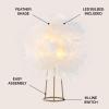 JONATHAN Y 16″ White/Gold Contemporary Feather Metal LED Table Lamp, Chic Feather Dome Shade and Gold Iron Base for Bedroom, Living Room Nightstand, LED Bulb Included JYL9051A