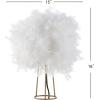 JONATHAN Y 16″ White/Gold Contemporary Feather Metal LED Table Lamp, Chic Feather Dome Shade and Gold Iron Base for Bedroom, Living Room Nightstand, LED Bulb Included JYL9051A