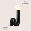 JONATHAN Y 18″ Black Modern Ceramic Spiral Table Lamp for Bedroom Living Room, Katya Minimalist Bedside Lamp, Frosted Glass Shade, LED Bulb Included (JYL5500B)(Black)