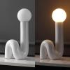 JONATHAN Y 18″ Black Modern Ceramic Spiral Table Lamp for Bedroom Living Room, Katya Minimalist Bedside Lamp, Frosted Glass Shade, LED Bulb Included (JYL5500B)(White)