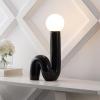JONATHAN Y 18″ Black Modern Ceramic Spiral Table Lamp for Bedroom Living Room, Katya Minimalist Bedside Lamp, Frosted Glass Shade, LED Bulb Included (JYL5500B)(Black)
