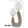 JONATHAN Y 18″ Gray Wood Finish 2-Light Mid-Century Scandinavian Resin Cactus LED Table Lamp, Brass Iron Accents, Frosted Glass Globe Shades, LED Bulbs Included JYL4064A
