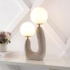 JONATHAN Y 18″ Gray Wood Finish 2-Light Mid-Century Scandinavian Resin Cactus LED Table Lamp, Brass Iron Accents, Frosted Glass Globe Shades, LED Bulbs Included JYL4064A