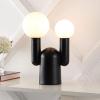 JONATHAN Y 19″ Black 2-Light Modern Mid-Century Resin Cactus LED Table Lamp, Frosted Glass Globe Shades, Scandinavian Minimalist Lamp for Living Room, LED Bulbs Included JYL4063A