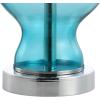 JONATHAN Y 20.5″ Aqua Blue Glass Table Lamp, Modern Transitional Bedside Lamp for Living Room Bedroom, White Linen Drum Shade, Chrome Accents, LED Bulb Included JYL4036A
