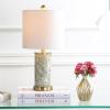 JONATHAN Y 20.5″ Gray/Green Swirl Ceramic LED Table Lamp, Contemporary Marbled Glaze Bedside Lamp for Living Room, Bedroom, White Linen Shade, Brass Gold Base, LED Bulb Included JYL3012A